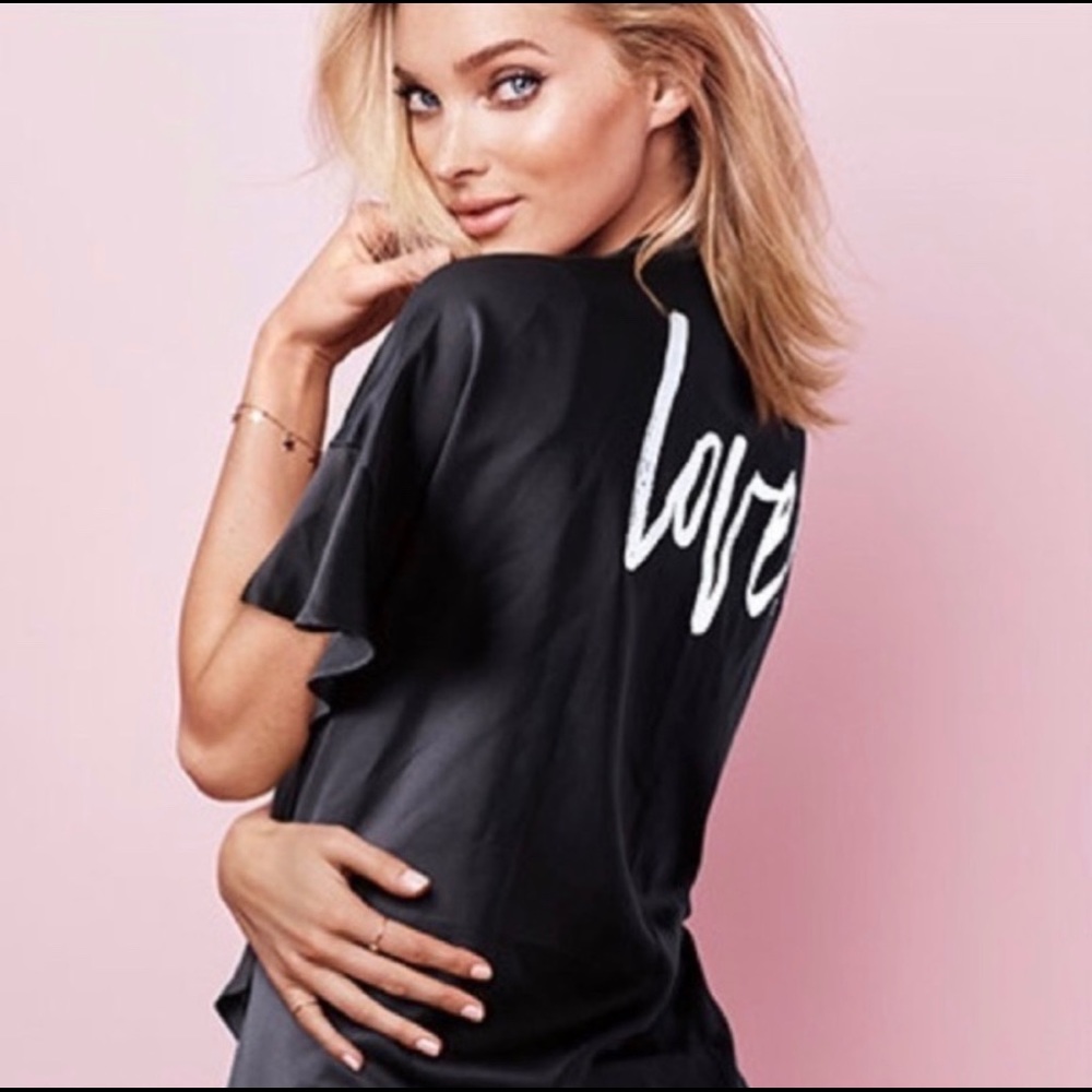 New Victoria Secret Robe One Size Black Love